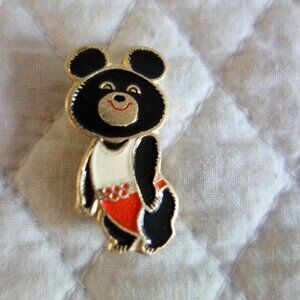 Vtg Moscow 1980 Olympics Mascot Misha Bear Metal Pin